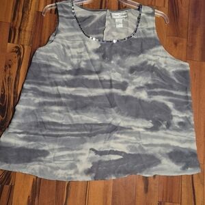 Diane Gilman Charcoal Silk Sequin Tank